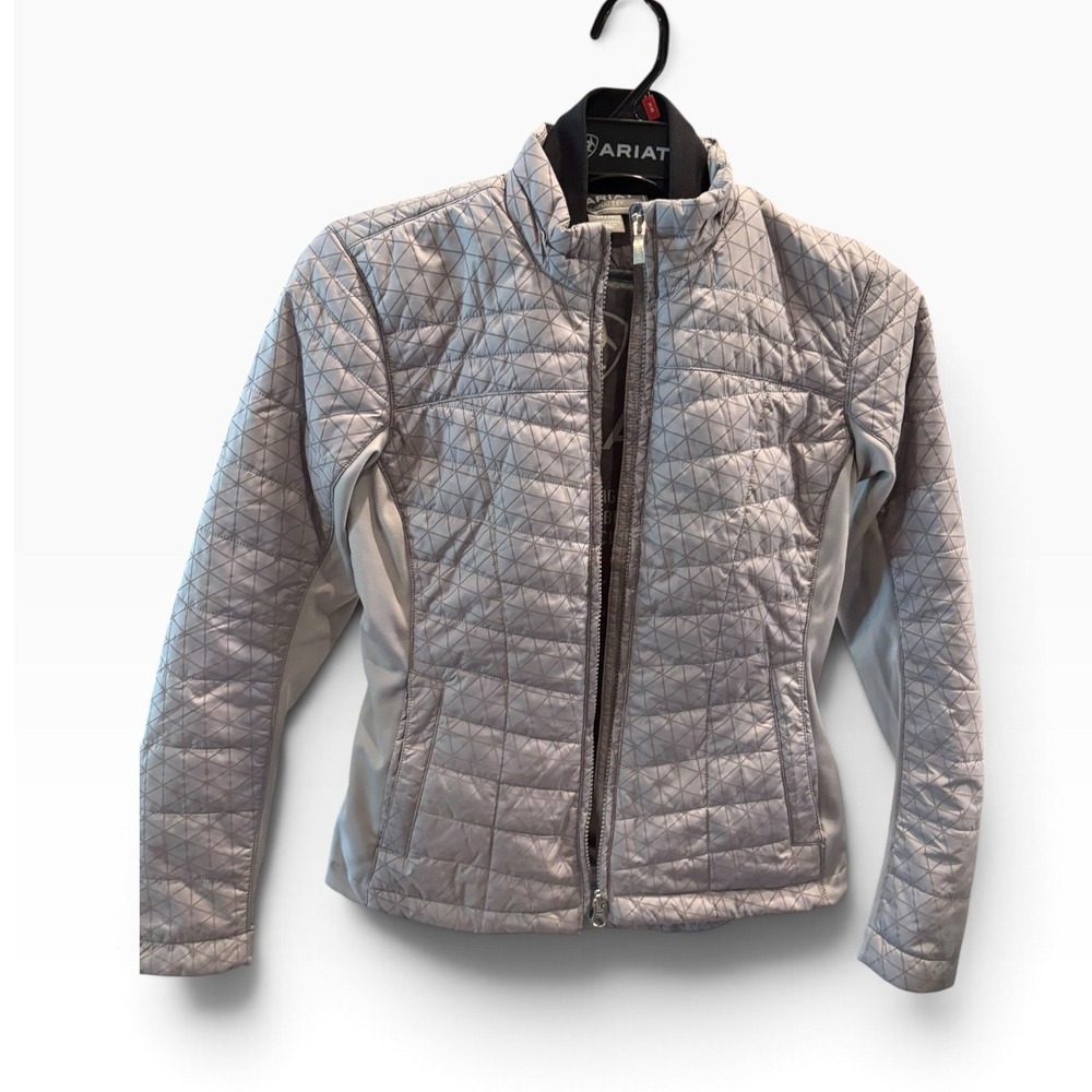 Ariat Women XS Grey AriatTEK Insulated Quilted Performance Riding Jacket Zip